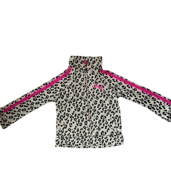 PUMA Girls Infant Leopard Print Pink Knit Zip Jacket Sweatshirt Sz 12 month - Picture 3 of 17